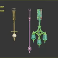 Classic Lighting Combination With Black Metal Spheres Green Multi Lamp Design And Gold Accents