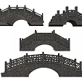 Stone Landscape Bridges With Arch Structures And Ornate Railings Various Designs