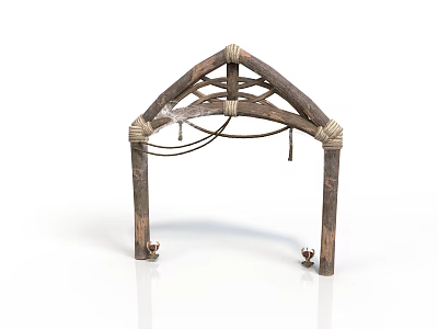 Handcrafted Wooden Arch Decorative Structure With Natural Design For Garden Decor 3d model
