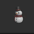 Snowman Sculpture With Black Top Hat Red And White Checkered Scarf Carrot Nose Twig Arms
