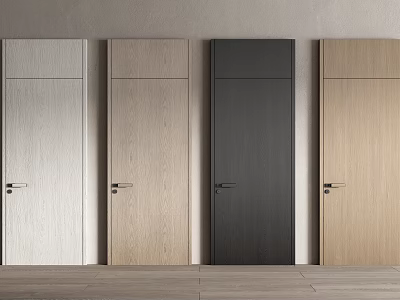 Modern Hinged Doors in Various Colors with Sleek Design and Wooden Texture for Home Interior 3d model