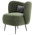 Modern Single Sofa With Curved Arms Brown Cushion And Black Slim Legs