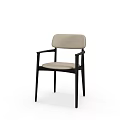 Modern Dining Chair With Armrest Light Colored Cushion And Black Frame 3d model