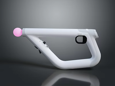 White Toy Gun Design With Pink Ball On Front And Ergonomic Handle Grip 3d model