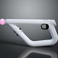 White Toy Gun Design With Pink Ball On Front And Ergonomic Handle Grip