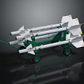 Military Vehicle With Green Frame White Missiles And Mobile Launcher System