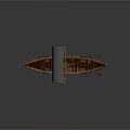 Traditional Wooden Boat With Gray Sail Carved Dragon Head And Red Round Seats