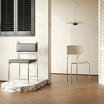 Modern Leisure Chairs Gray And Beige With Metal Legs In Contemporary Interior With Wooden Floor 3d model