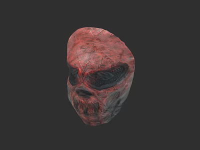Red Cracked Game Movie Character Mask With Dark Eyes And Textured Surface 3d model