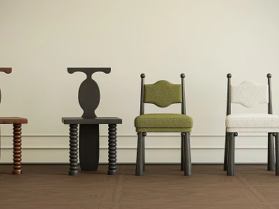 Modern Dining Chairs with Various Designs Unique Backrests and Upholstered Seats 3d model
