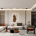 Modern Living and Dining Room Interior Design With Sofa Dining Table And Accent Wall 3d model