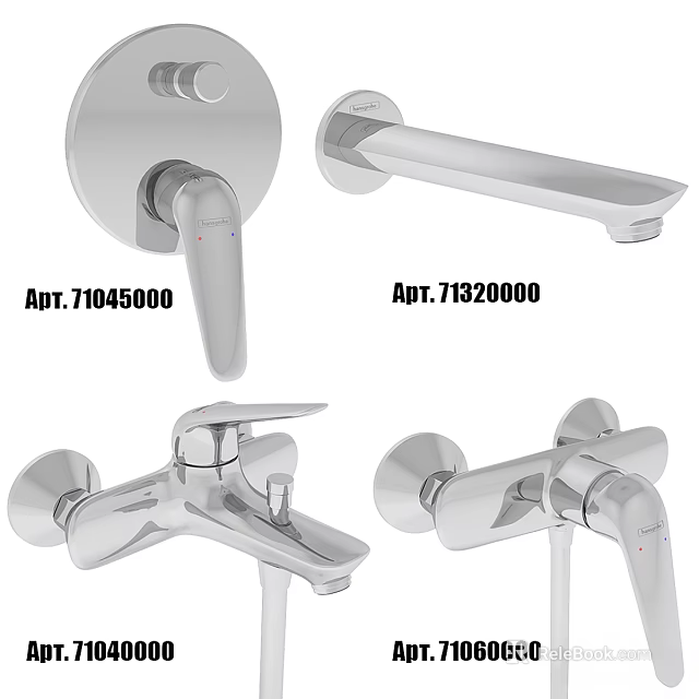 Chrome Water Faucets Various Styles with Single Double Handle Designs for Modern Home 3d model 