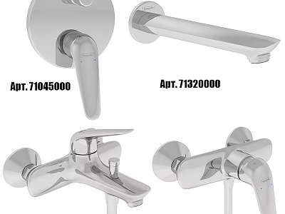 Chrome Water Faucets Various Styles with Single Double Handle Designs for Modern Home 3d model
