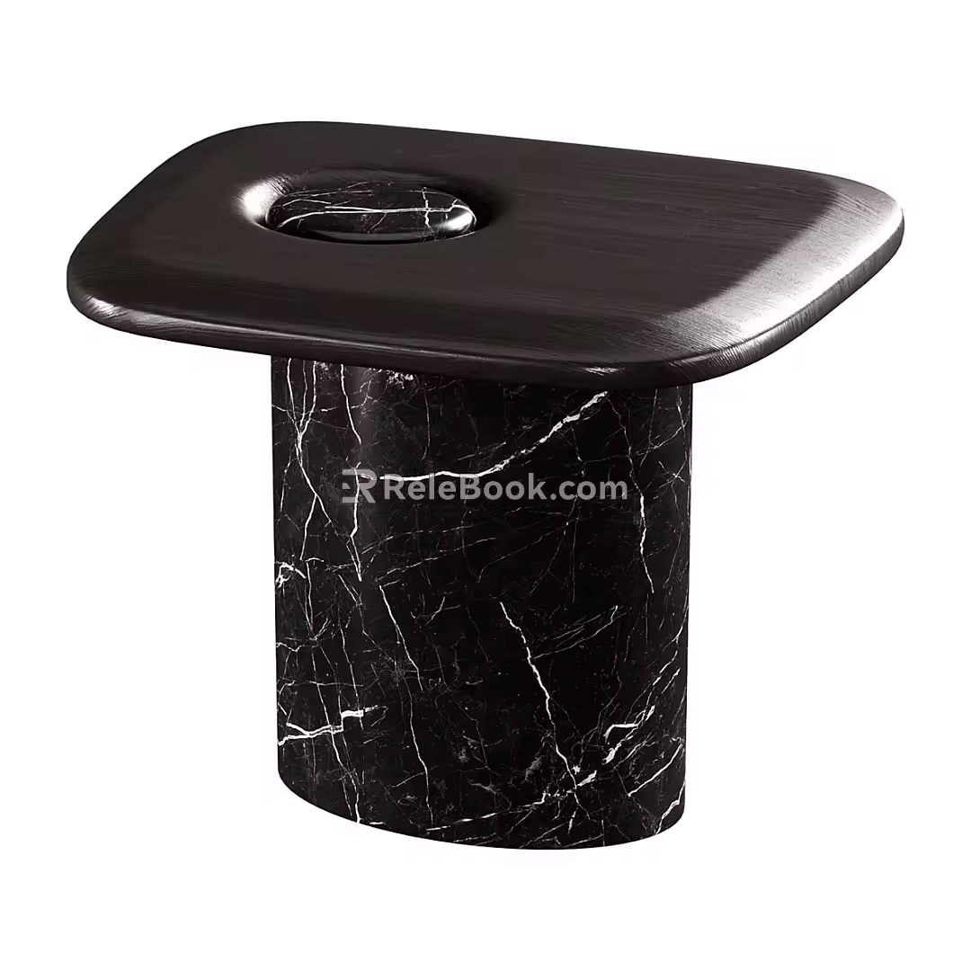 Rita Side Table Solid Wood Side Table Marble Side Table 3d model