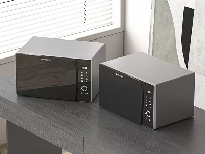 Two Modern Panasonic Microwave Ovens on Kitchen Countertop with Sleek Design 3d model