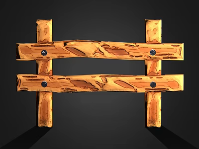 Rustic Wooden Fence With Cross Planks Metal Nails And Natural Wood Texture 3d model