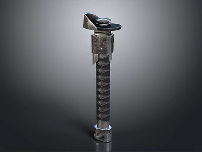 Metal Tactical Weapon With Threaded Handle And Sharp Blade Component 3d model