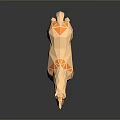 Low Poly Style Unicorn Model With Geometric Patterns Beige And Orange On Dark Reflective Background 3d model
