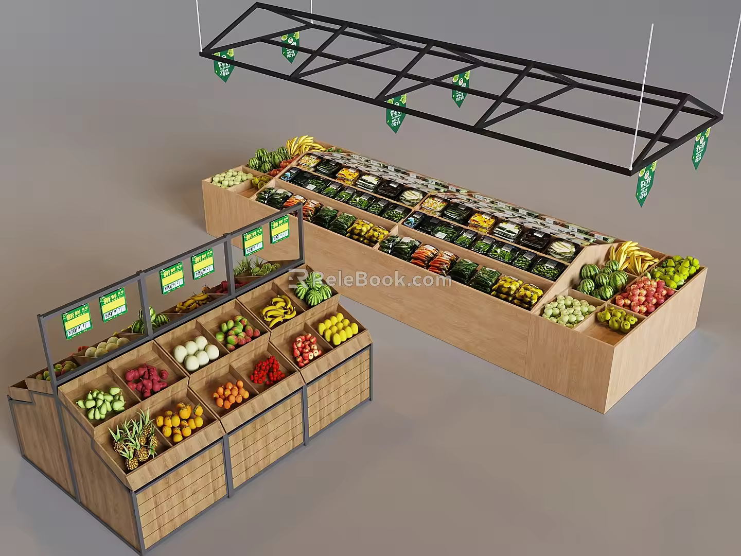 Supermarket Fruit Display Shelf Vegetable Display Rack Display Cabinet 3d model