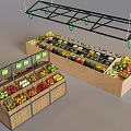 Supermarket Fruit Display Shelf Vegetable Display Rack Display Cabinet 3d model
