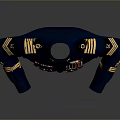 Dark Blue Military Uniform With Gold Shoulder Epaulettes Medals And Arm Patches