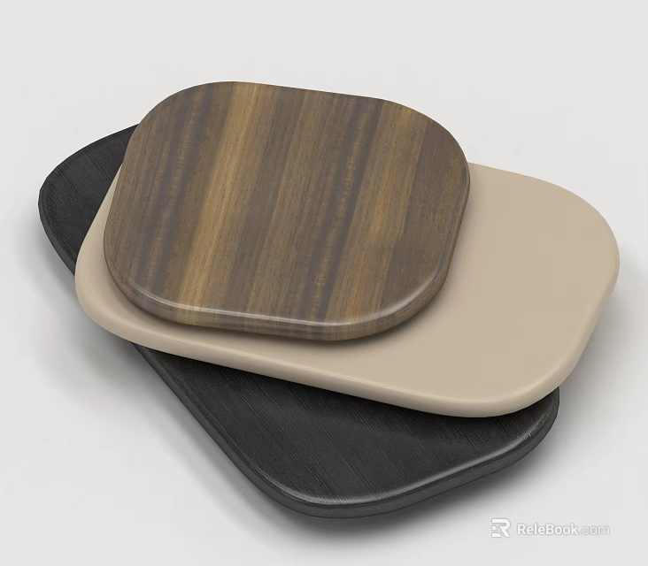 Modern Stacked Coffee Tables With Black Wood Grain And Beige Finishes 3d model 