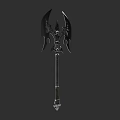 Ornate Wing Shaped Metal Axe With Spiked Top Design And Decorative Handle