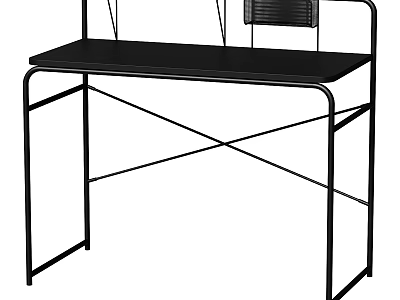 Modern Dressing Table With Black Tabletop And X Shaped Metal Frame Structure 3d model