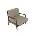 Modern Accent Chair with Wooden Frame Armrests and Beige Upholstered Seat Backrest