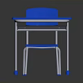 Kids Study Desk And Chair With White Tabletop And Blue Seat