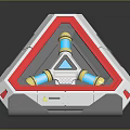 Futuristic Triangular Device Design With White Frame Red Accents And Blue Yellow Cylindrical Components 3d model