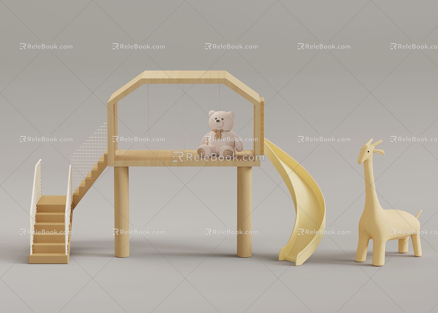 Modern children slide children toy giraffe 3d model