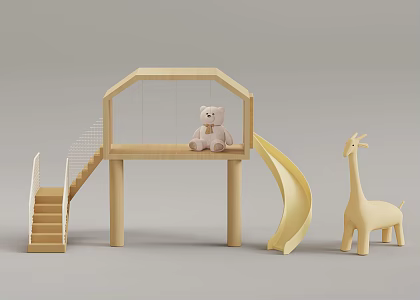 Modern children slide children toy giraffe 3d model