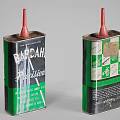 Rusty Industrial Equipment Metal Cans With Thixotropic Paste Labels And Cross Symbol