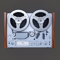Vintage Tape Recorder With Wooden Frame Dual Tape Reels Control Panel Knobs And Buttons