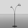 Modern Minimalist Floor Lamp With Double Shades Curved Pole And Black Base