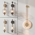 Modern Wall Lights With Glass Shade Double Light And Circular Metal Design For Interior Decoration