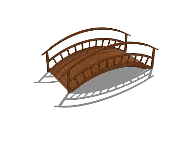 Classic Wooden Arch Bridge With Curved Railings And Traditional Design 3d model