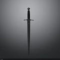 Medieval Classic Sword With Long Metal Blade Wooden Hilt And Decorative Pommel