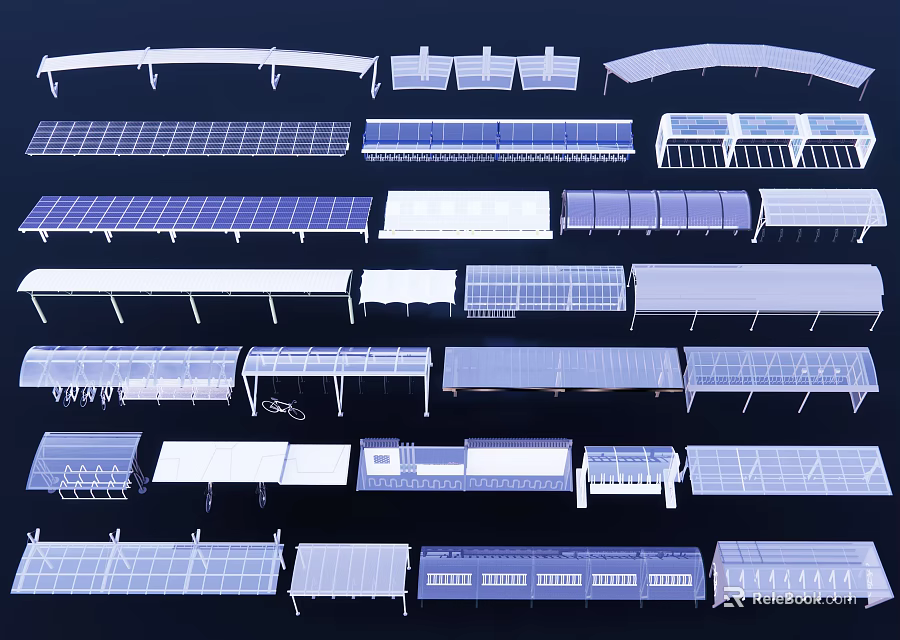 Various Fence Designs Featuring Different Top Shapes And Rail Structures 3d model 