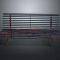 Rustic Industrial Architectural Metal Bench With Weathered Slatted Structure