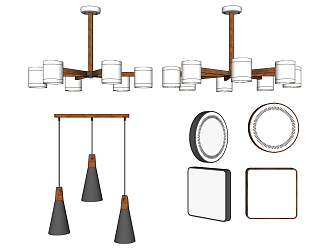 Modern lamp combination multi-head chandelier combination 3d model