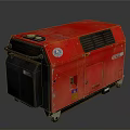 Red Household Generator With Black Control Panel Ventilation And Rolling Wheels