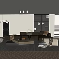 Modern Living Room Interior Design With White Sofa Coffee Table Rug And Wooden Bookshelf