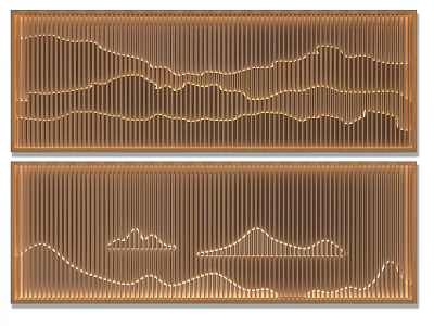 Bedroom Accent Wall With Warm Tones And Mountain Line Art 3d model