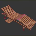 Wooden Outdoor Lounge Chair With Adjustable Flat Slat Design And Wheels