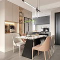 Modern Living And Dining Room Interior With Beige Sofa White Coffee Table Large Window Rug Accent Chair TV Cabinet
