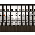Modern Wooden Decorative Cabinet with Multiple Shelves and Decorative Items on