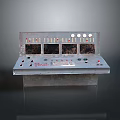 Industrial Metal Control Console With Multiple Screens Buttons Dials And Switches 3d model