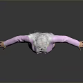 Fashionable Woman With White Hair In Pink Blazer White Top Black Shorts And High Heels
